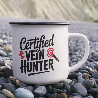 Certified Vein Hunter Camping Mug – Funny Phlebotomist Gift for Lab Techs, Nurses & Healthcare Workers - Mallard Moon Gift Shop