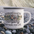 Husband & Wife Camping Partners for Life Enamel Mug – Cute Bear Couple RV Camper Gift for Couples, Campers & Outdoor Adventures