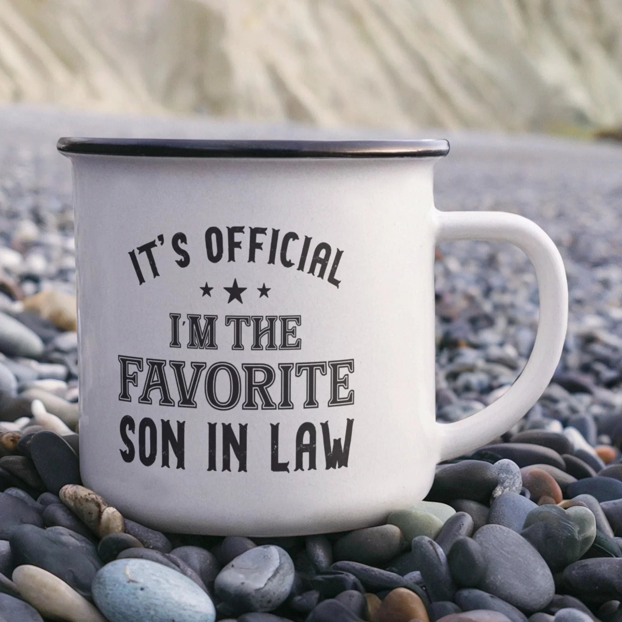 It's Official, I'm the Favorite Son-In-Law – Enamel Camper Mug (12oz)