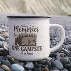 Making Memories One Campsite at a Time Enamel Camping Mug – RV Camper Coffee Cup for Travelers, Campers, Outdoor Adventurers & Road Trips