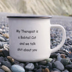 My Therapist Is a Bobtail Cat Funny Cat Lover Stainless Steel Camping Mug– Sarcastic Gift for Cat Lovers