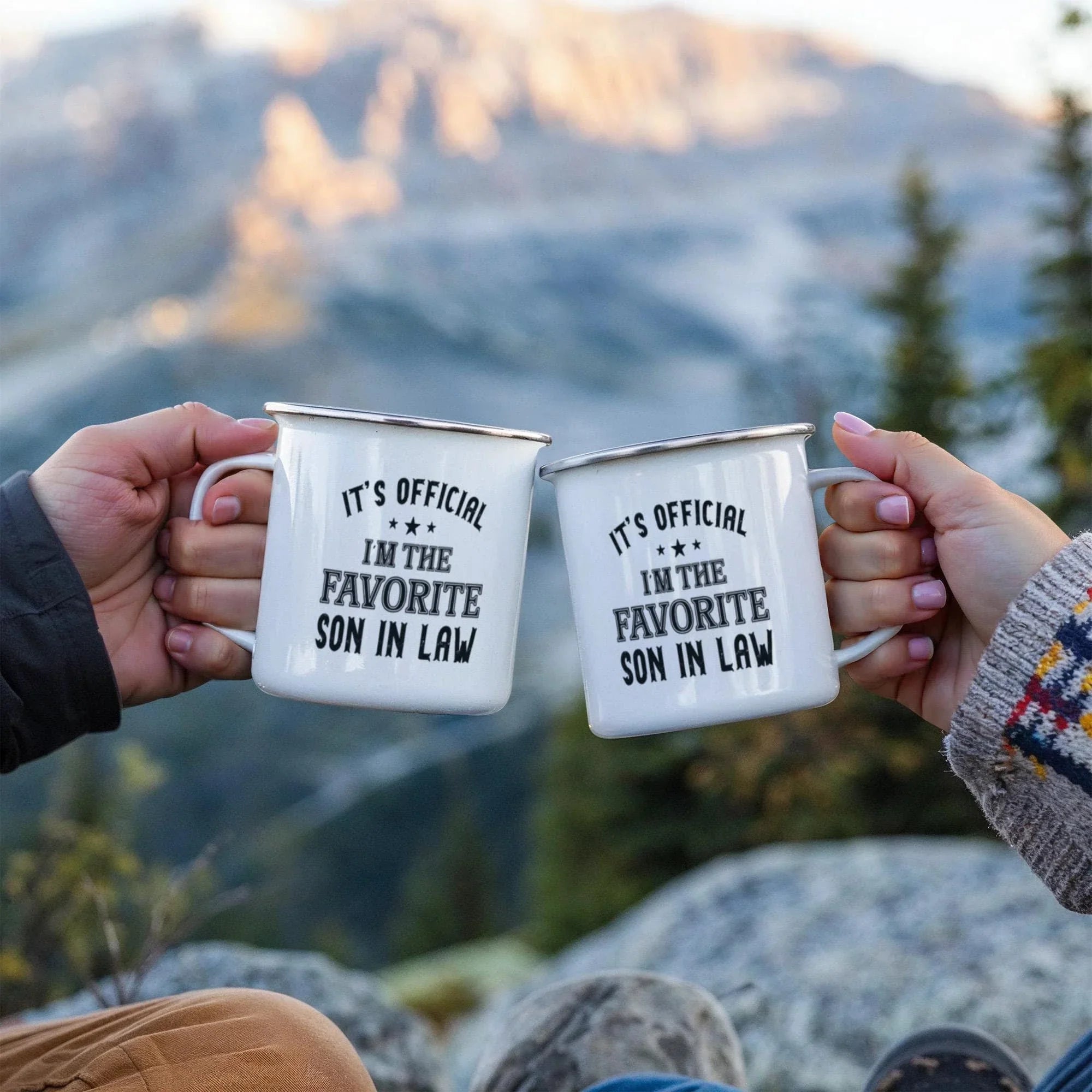 It's Official, I'm the Favorite Son-In-Law – Enamel Camper Mug (12oz)