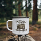 Making Memories One Campsite at a Time Enamel Camping Mug – RV Camper Coffee Cup for Travelers, Campers, Outdoor Adventurers & Road Trips