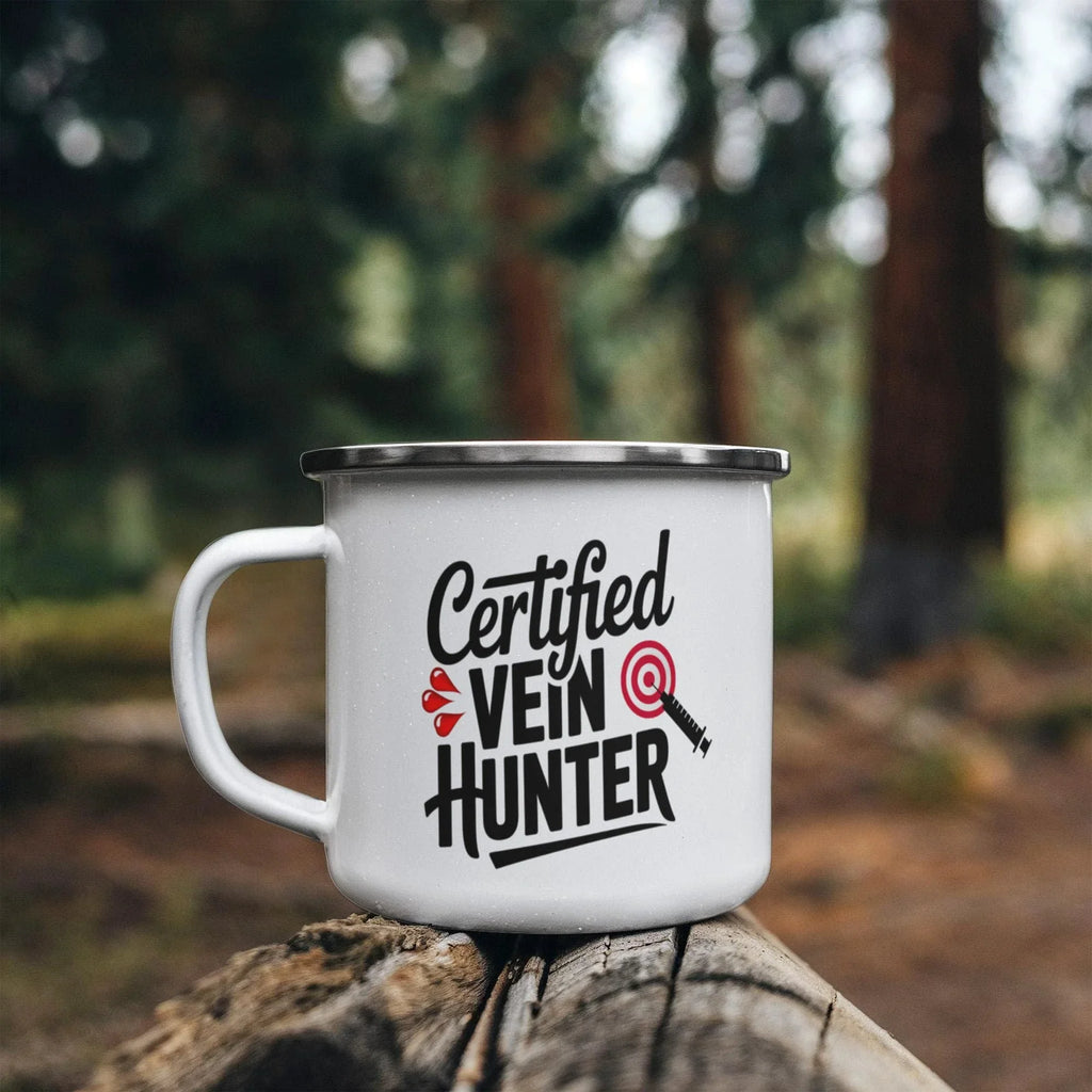 Certified Vein Hunter Camping Mug – Funny Phlebotomist Gift for Lab Techs, Nurses & Healthcare Workers
