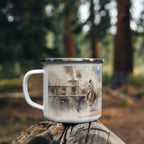Texas Rodeo Cowboy Enamel Camping Mug – 12oz – Rustic Western Coffee Cup for Outdoor Adventures & Lone Star State Lovers
