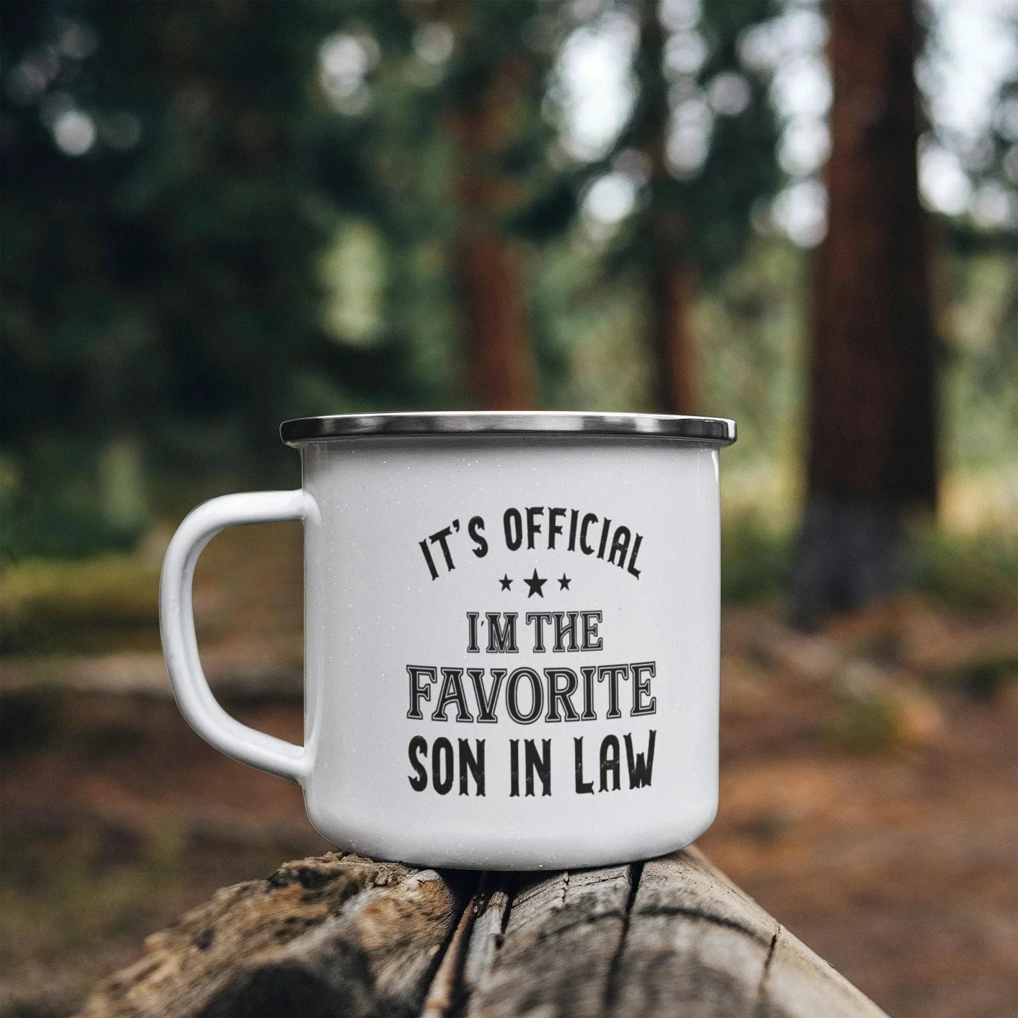 It's Official, I'm the Favorite Son-In-Law – Enamel Camper Mug (12oz)