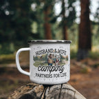 Husband & Wife Camping Partners for Life Enamel Mug – Cute Bear Couple RV Camper Gift for Couples, Campers & Outdoor Adventures
