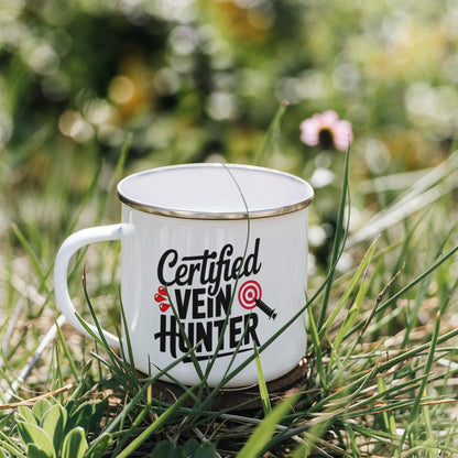 Certified Vein Hunter Camping Mug – Funny Phlebotomist Gift for Lab Techs, Nurses & Healthcare Workers - Mallard Moon Gift Shop