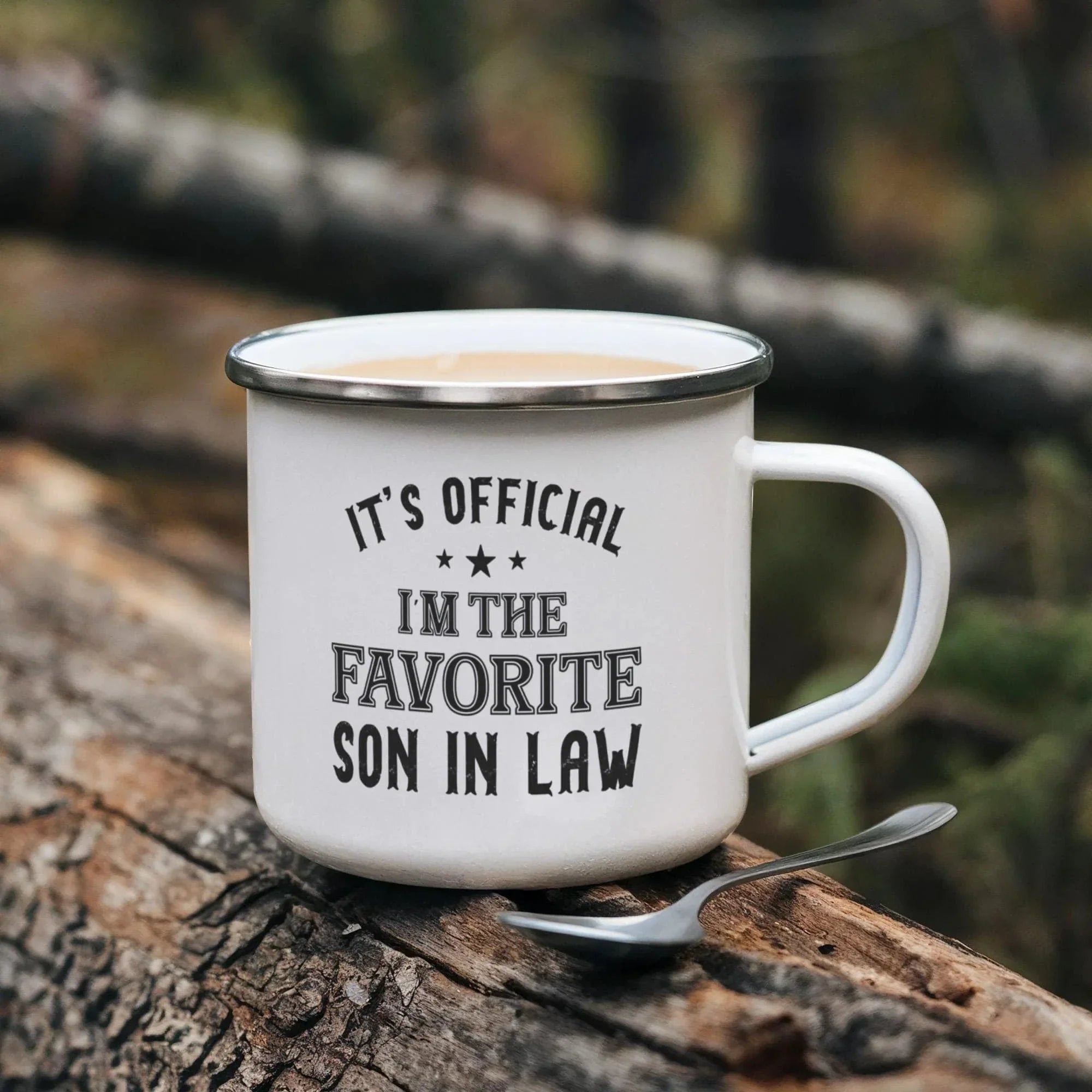 It's Official, I'm the Favorite Son-In-Law – Enamel Camper Mug (12oz)