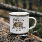 Making Memories One Campsite at a Time Enamel Camping Mug – RV Camper Coffee Cup for Travelers, Campers, Outdoor Adventurers & Road Trips