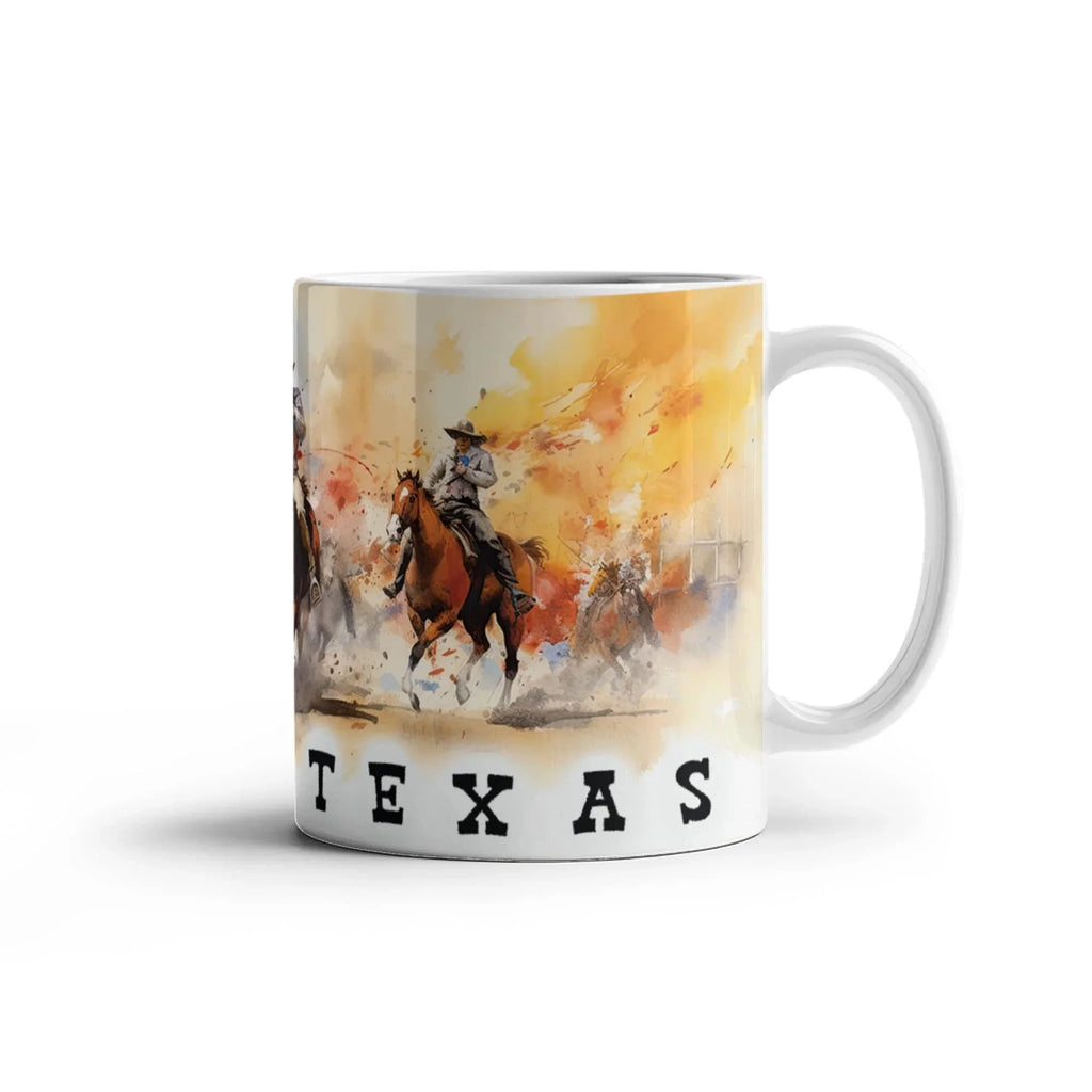Texas Rodeo Cowboy Ceramic Mug – 11oz & 15oz – Western Horseback Riding Coffee Cup for Texans, Ranchers, Cowgirls & Lone Star State Fans