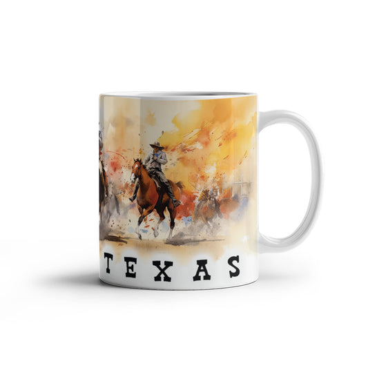 Texas Rodeo Cowboy Ceramic Mug – 11oz & 15oz – Western Horseback Riding Coffee Cup for Texans, Ranchers, Cowgirls & Lone Star State Fans