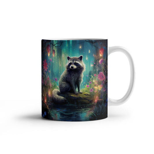 Enchanted Raccoon Coffee Mug – Magical Forest Raccoon Design | 11oz & 15oz Ceramic Mug - Mallard Moon Gift Shop
