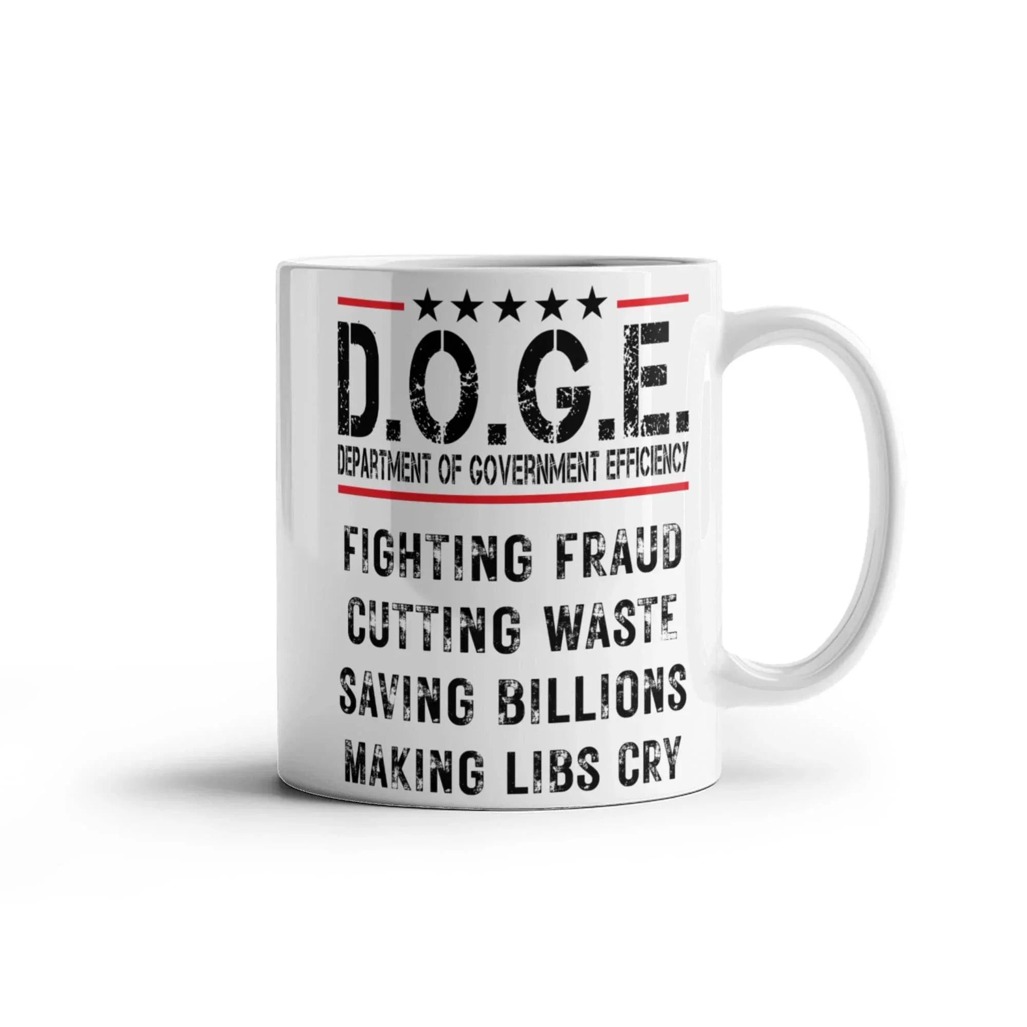 D.O.G.E. Coffee Mug – Funny Conservative Political Gift – Fighting Fraud, Cutting Waste, Saving Billions – 11oz & 15oz White Ceramic Cup