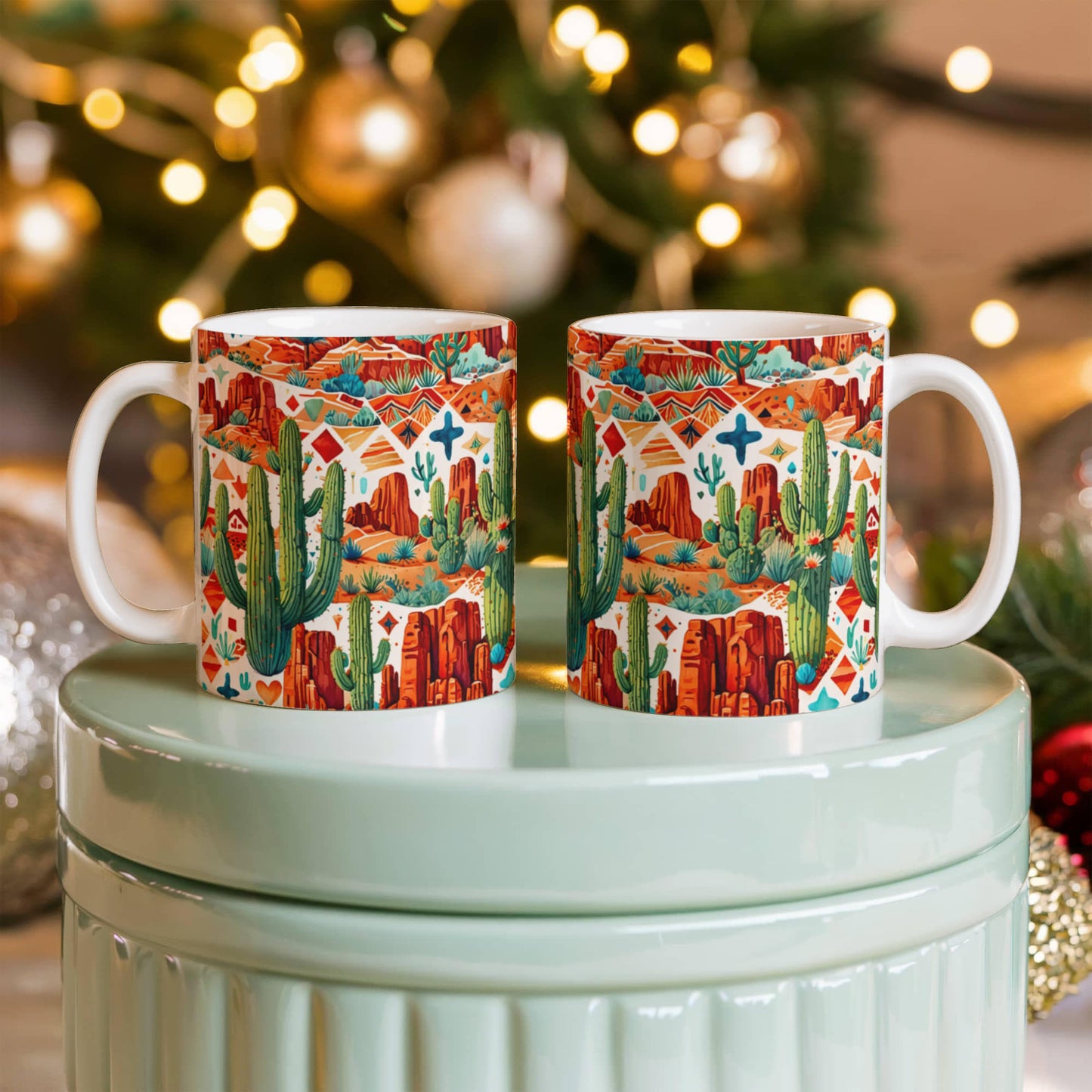 Arizona Desert Vibes Coffee Mug – Southwestern Cactus & Canyon Pattern | 11oz & 15oz Ceramic Gift for Nature Lovers & Travelers