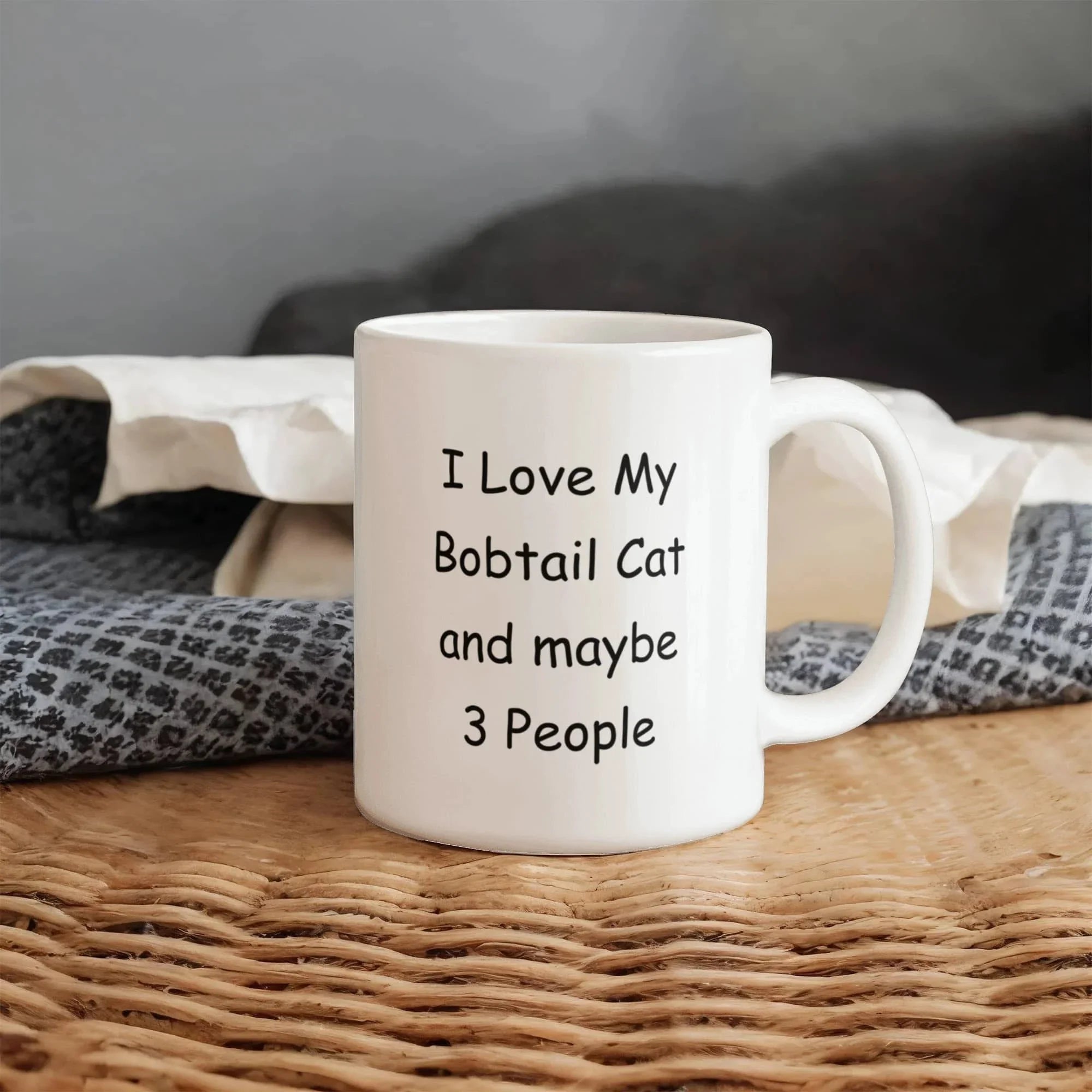 I Love My Bobtail Cat and Maybe 3 People Funny Cat Lover Ceramic Coffee Mug – Cat Mom and Cat Dad Gift