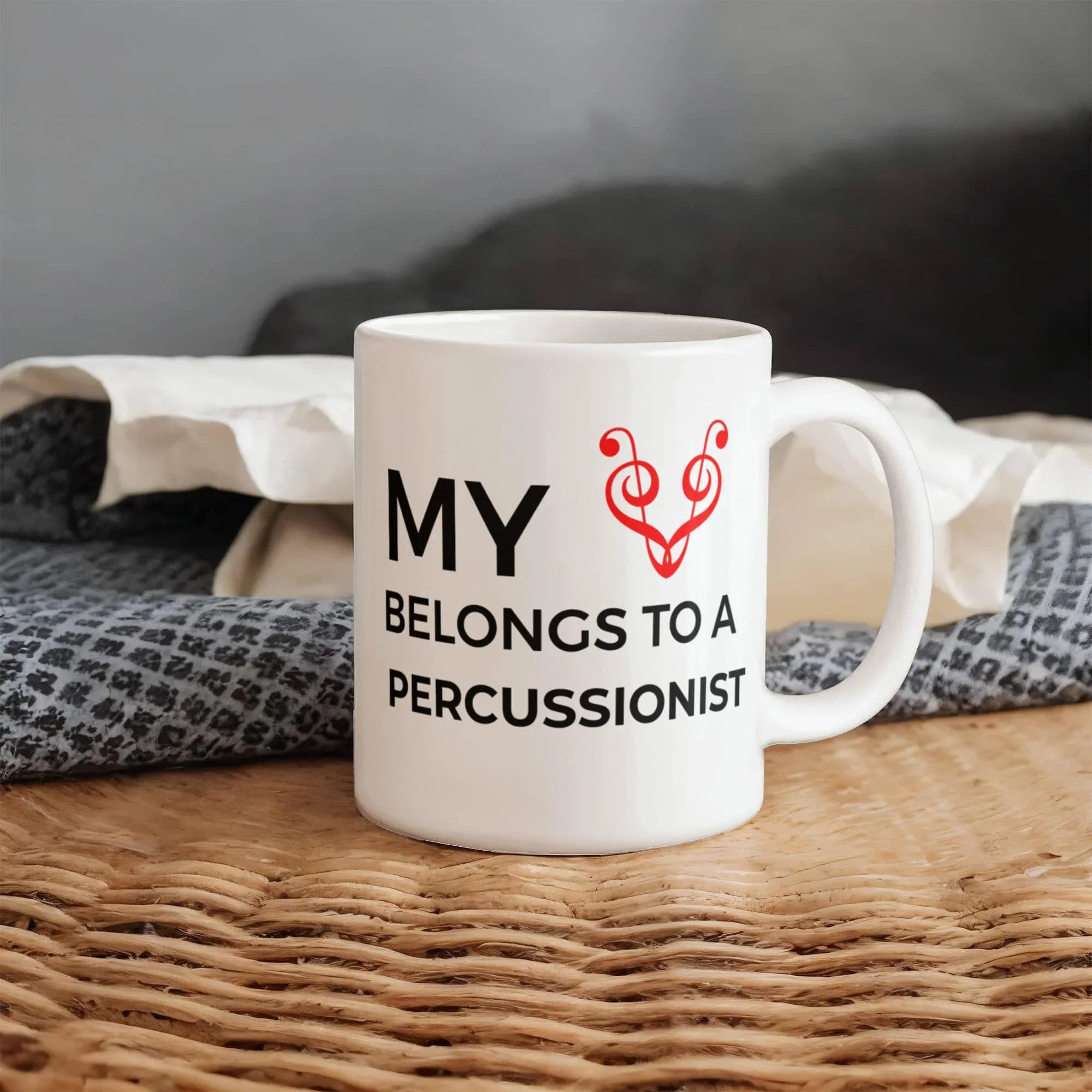 Romantic Percussionist Ceramic Coffee Mug - My Heart Belongs to a Percussionist