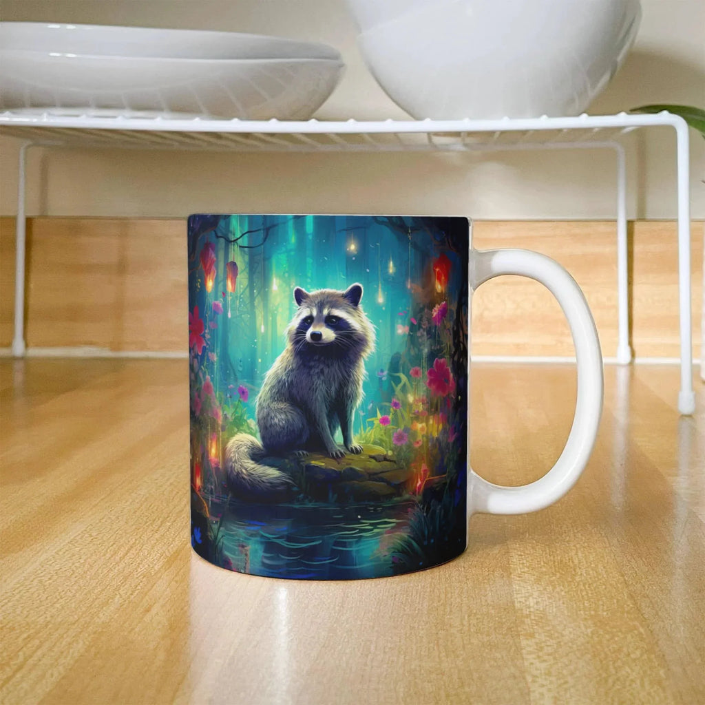 Enchanted Raccoon Coffee Mug – Magical Forest Raccoon Design | 11oz & 15oz Ceramic Mug