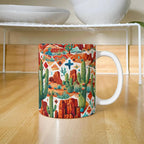 Arizona Desert Vibes Coffee Mug – Southwestern Cactus & Canyon Pattern | 11oz & 15oz Ceramic Gift for Nature Lovers & Travelers