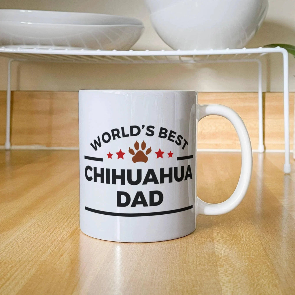 World's Best Chihuahua Dad White Ceramic Coffee Mug – Funny Dog Lover Gift for Pet Dads