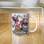 Be My Valentine's Cow Mug – Cute Cow with Heart Glasses Coffee Cup, Funny Farm Lover Valentine Gift for Her, Wife, Girlfriend & Cow Lovers