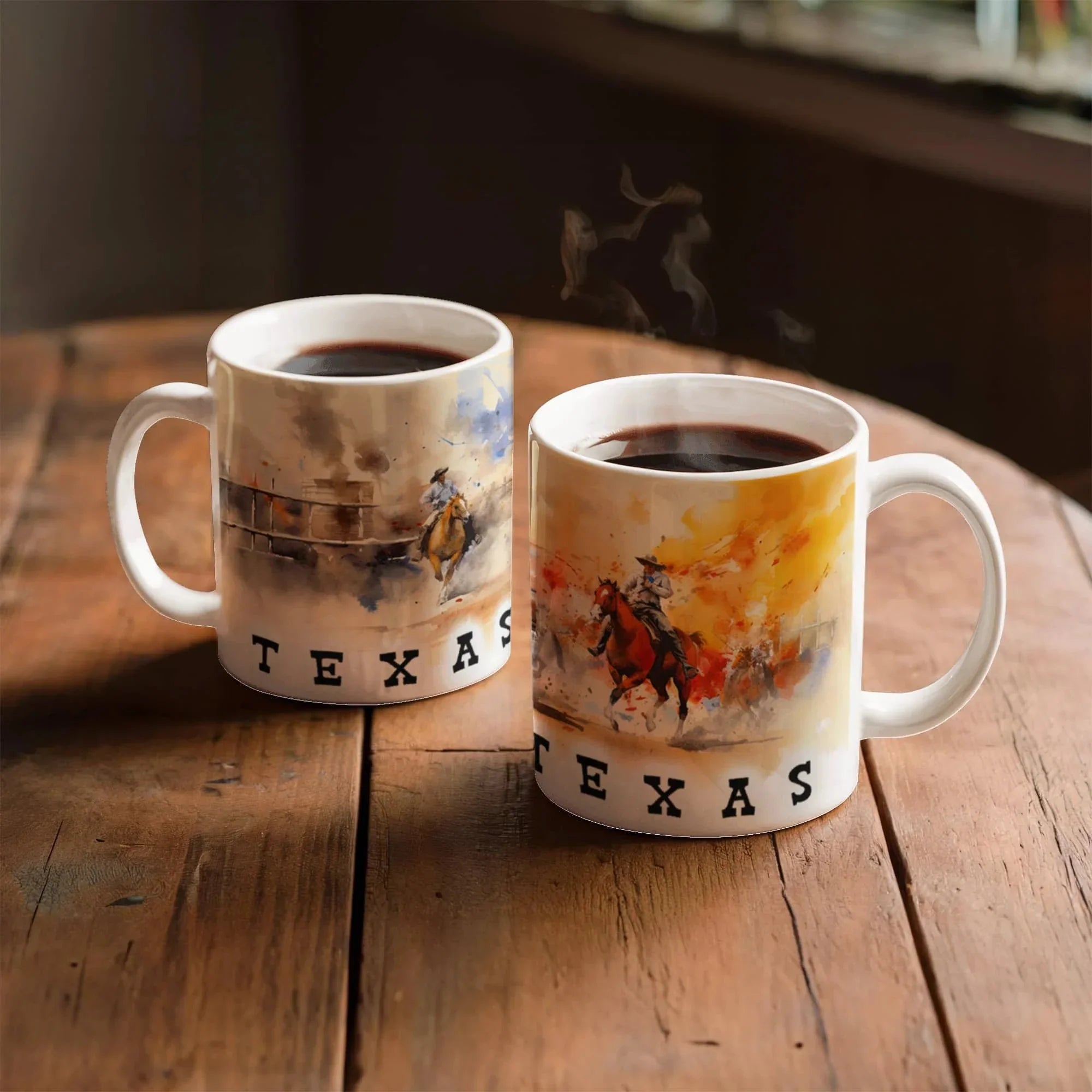 Texas Rodeo Cowboy Ceramic Mug – 11oz & 15oz – Western Horseback Riding Coffee Cup for Texans, Ranchers, Cowgirls & Lone Star State Fans