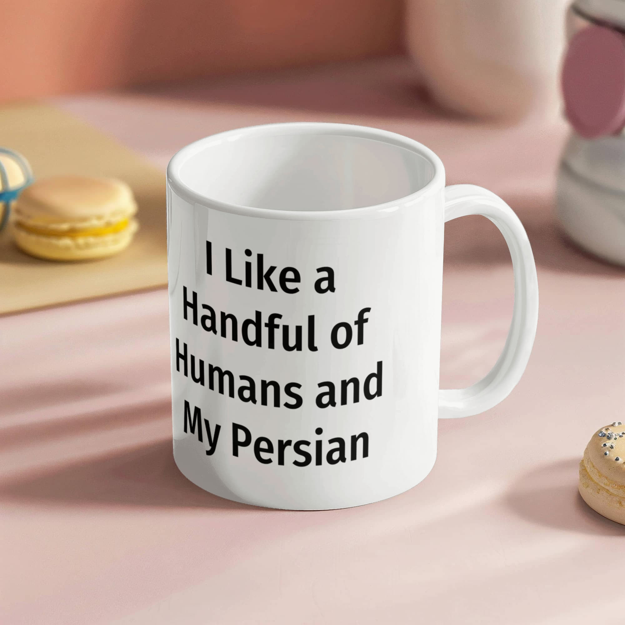 Funny Persian Cat Ceramic Coffee Mug - I Like a Handful of Humans and My Persian Cat