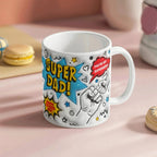 Super Dad Mug – Comic Book Style Father's Day Gift for the Hero of Your Life (11 oz or 15 oz Ceramic Coffee Cup)