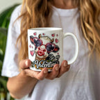 Be My Valentine's Cow Mug – Cute Cow with Heart Glasses Coffee Cup, Funny Farm Lover Valentine Gift for Her, Wife, Girlfriend & Cow Lovers