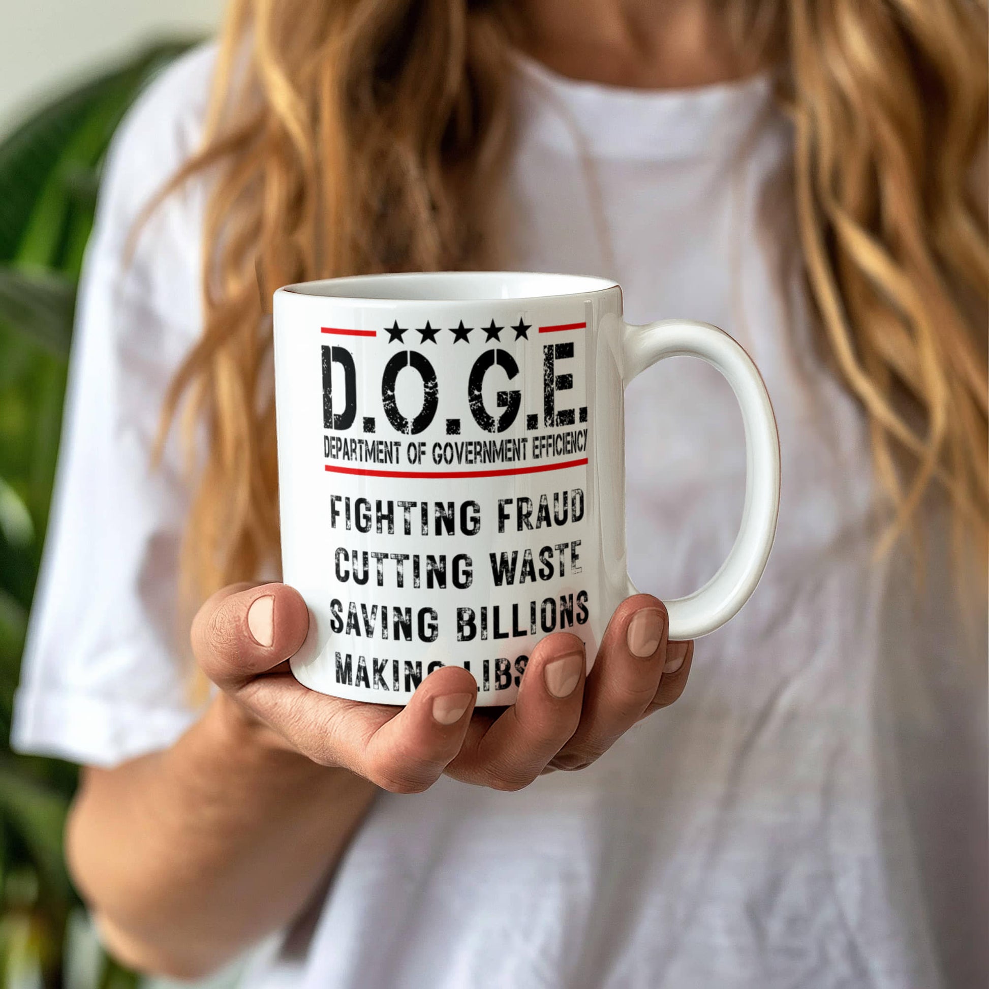 D.O.G.E. Coffee Mug – Funny Conservative Political Gift – Fighting Fraud, Cutting Waste, Saving Billions – 11oz & 15oz White Ceramic Cup - Mallard Moon Gift Shop