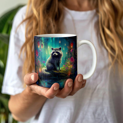Enchanted Raccoon Coffee Mug – Magical Forest Raccoon Design | 11oz & 15oz Ceramic Mug - Mallard Moon Gift Shop