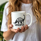 Mommy Saurus Dinosaur Mug – Funny Gift for Moms – White Ceramic Coffee Mug