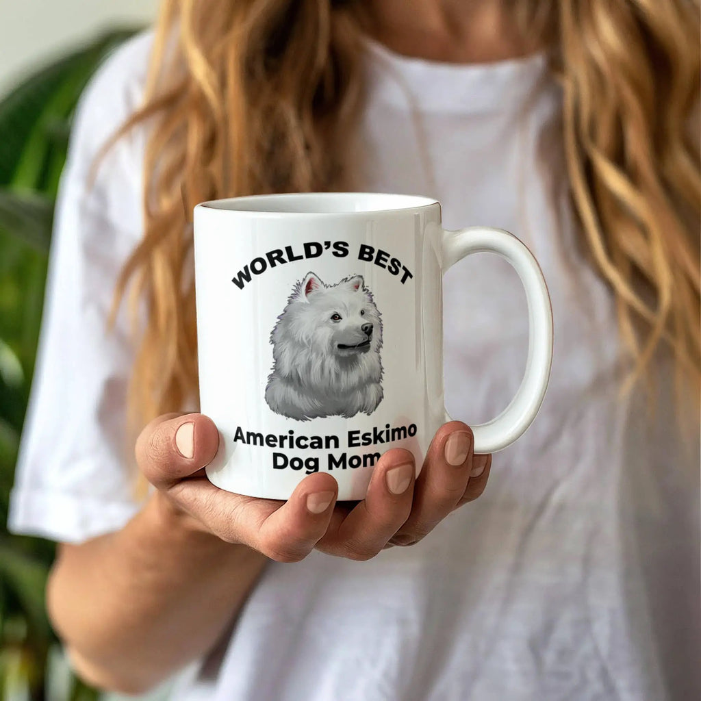American Eskimo World's Best Dog Mom Custom Ceramic Coffee Mug