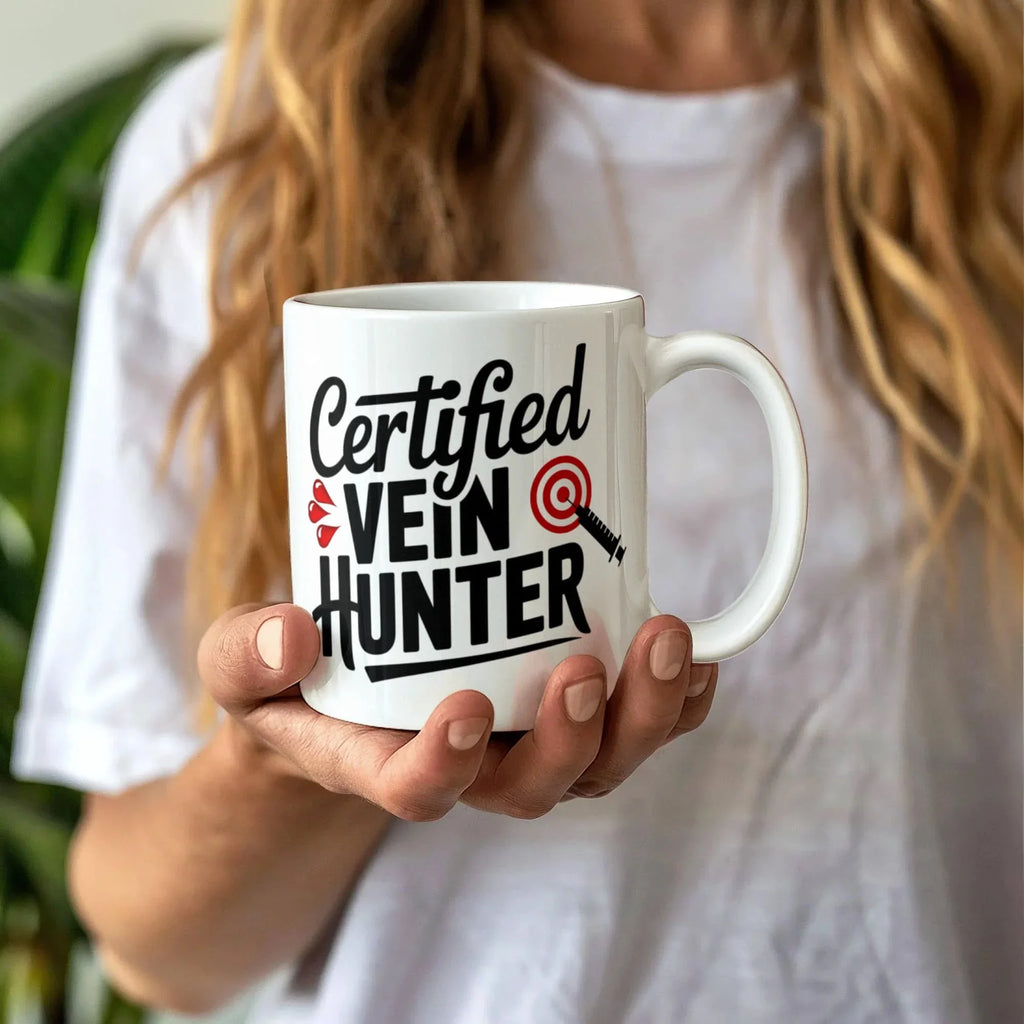 Certified Vein Hunter Phlebotomist Mug – Funny Medical Lab Tech Gift for Coworkers, Nurses & Students