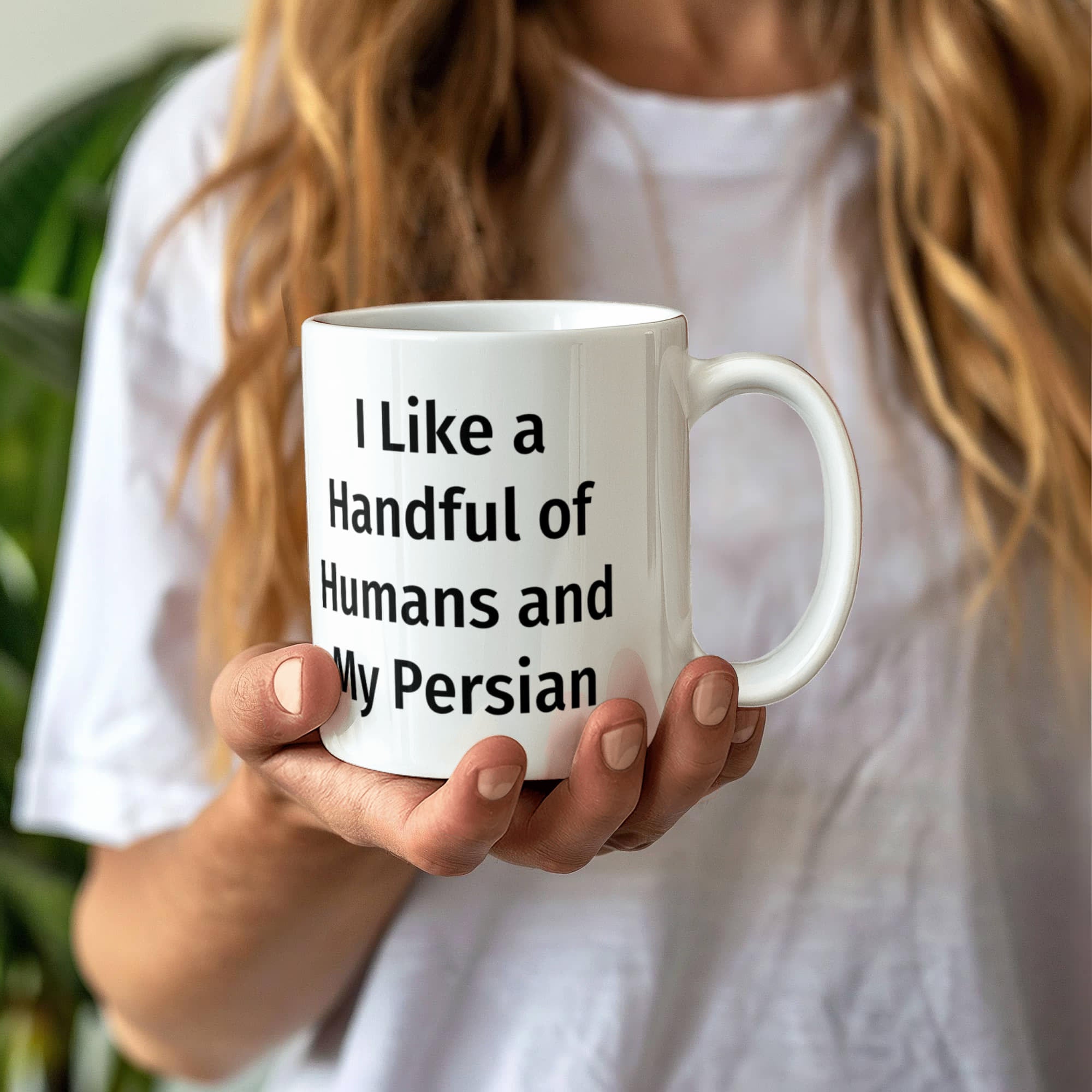 Funny Persian Cat Ceramic Coffee Mug - I Like a Handful of Humans and My Persian Cat