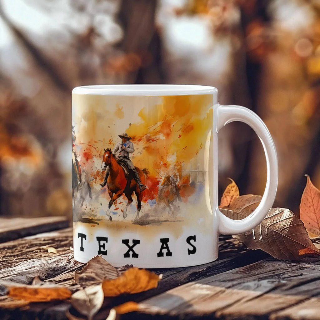 Texas Rodeo Cowboy Ceramic Mug – 11oz & 15oz – Western Horseback Riding Coffee Cup for Texans, Ranchers, Cowgirls & Lone Star State Fans