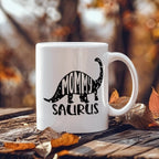Mommy Saurus Dinosaur Mug – Funny Gift for Moms – White Ceramic Coffee Mug