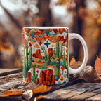 Arizona Desert Vibes Coffee Mug – Southwestern Cactus & Canyon Pattern | 11oz & 15oz Ceramic Gift for Nature Lovers & Travelers
