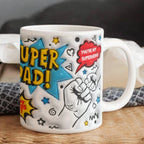 Super Dad Mug – Comic Book Style Father's Day Gift for the Hero of Your Life (11 oz or 15 oz Ceramic Coffee Cup)