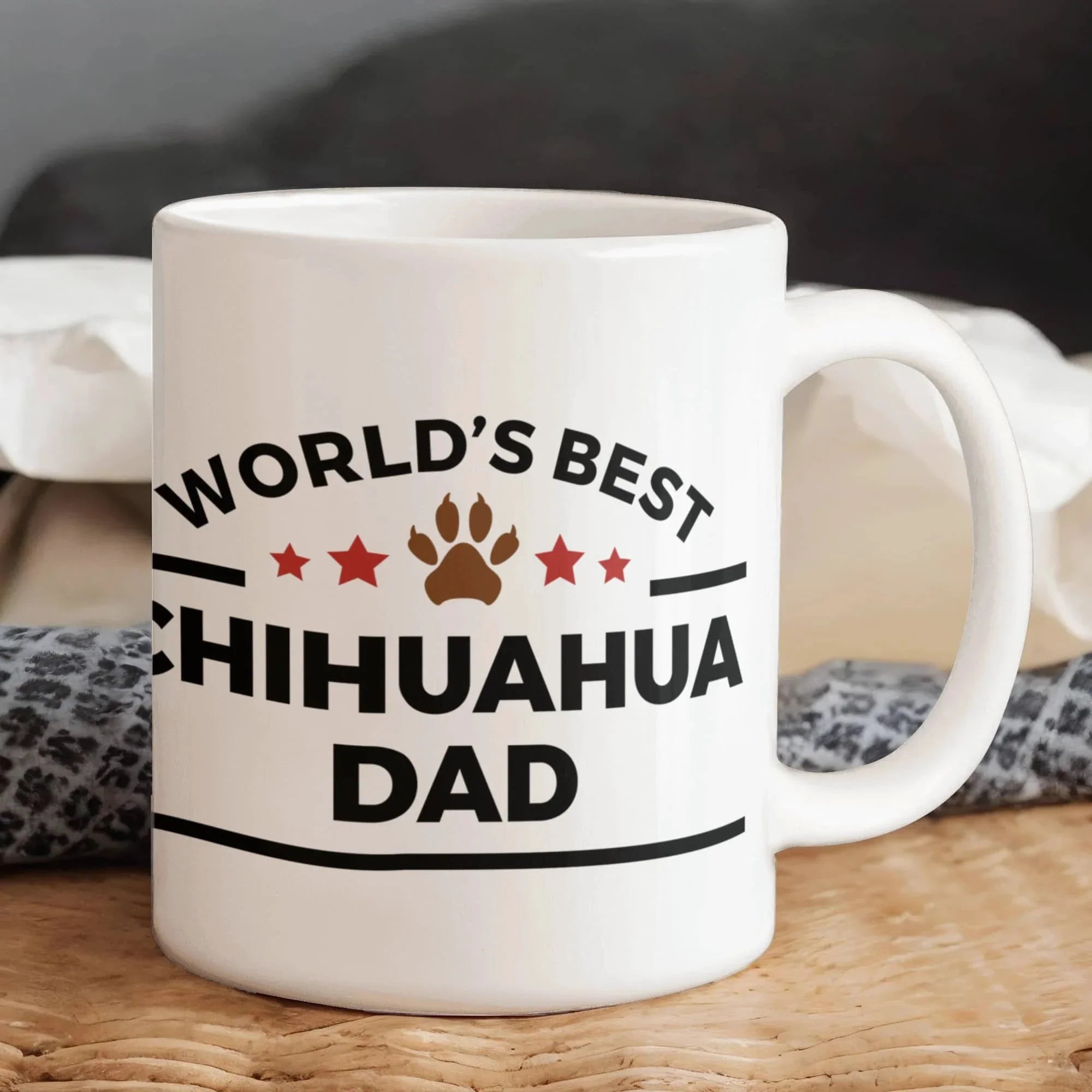 World's Best Chihuahua Dad White Ceramic Coffee Mug – Funny Dog Lover Gift for Pet Dads