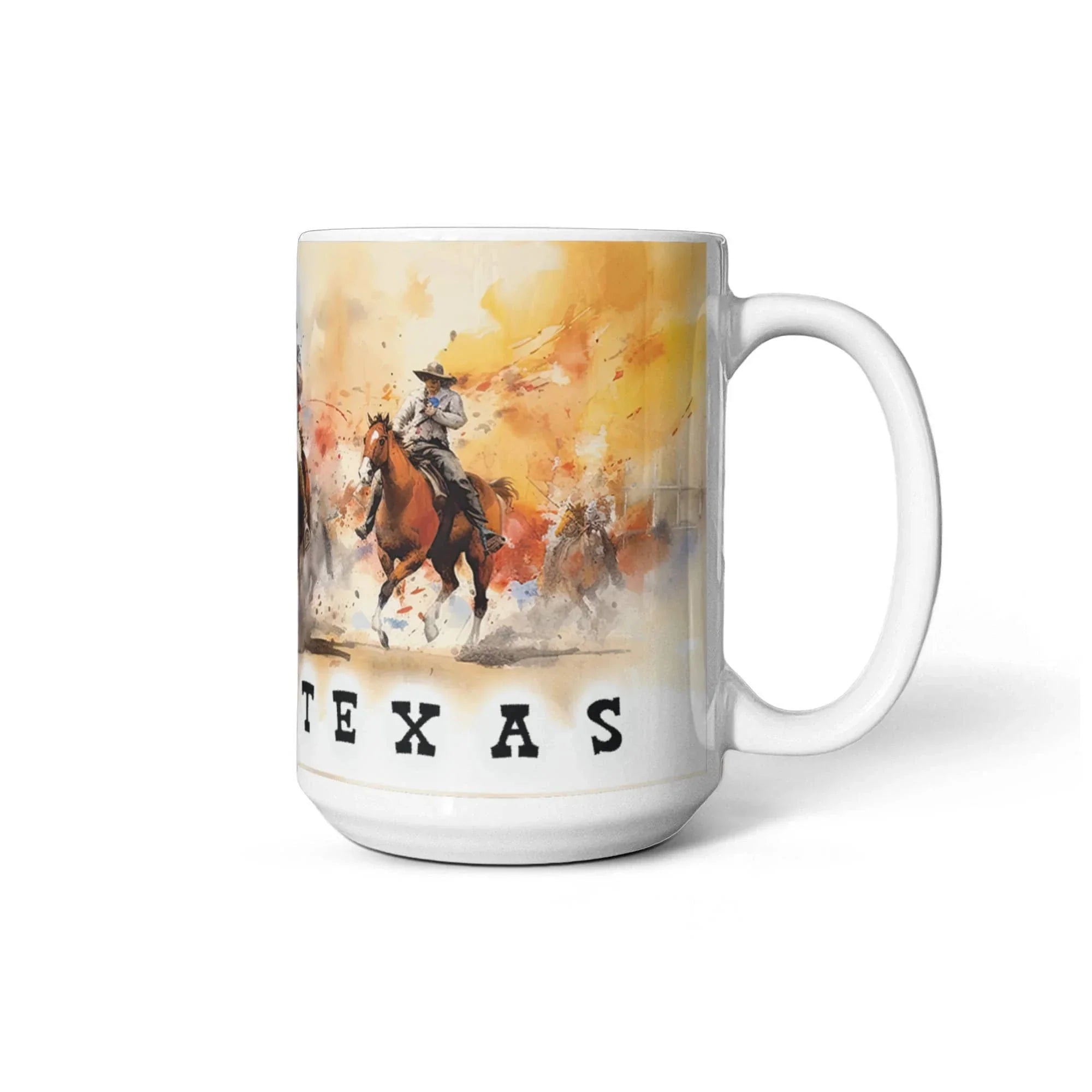 Texas Rodeo Cowboy Ceramic Mug – 11oz & 15oz – Western Horseback Riding Coffee Cup for Texans, Ranchers, Cowgirls & Lone Star State Fans
