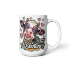 Be My Valentine's Cow Mug – Cute Cow with Heart Glasses Coffee Cup, Funny Farm Lover Valentine Gift for Her, Wife, Girlfriend & Cow Lovers