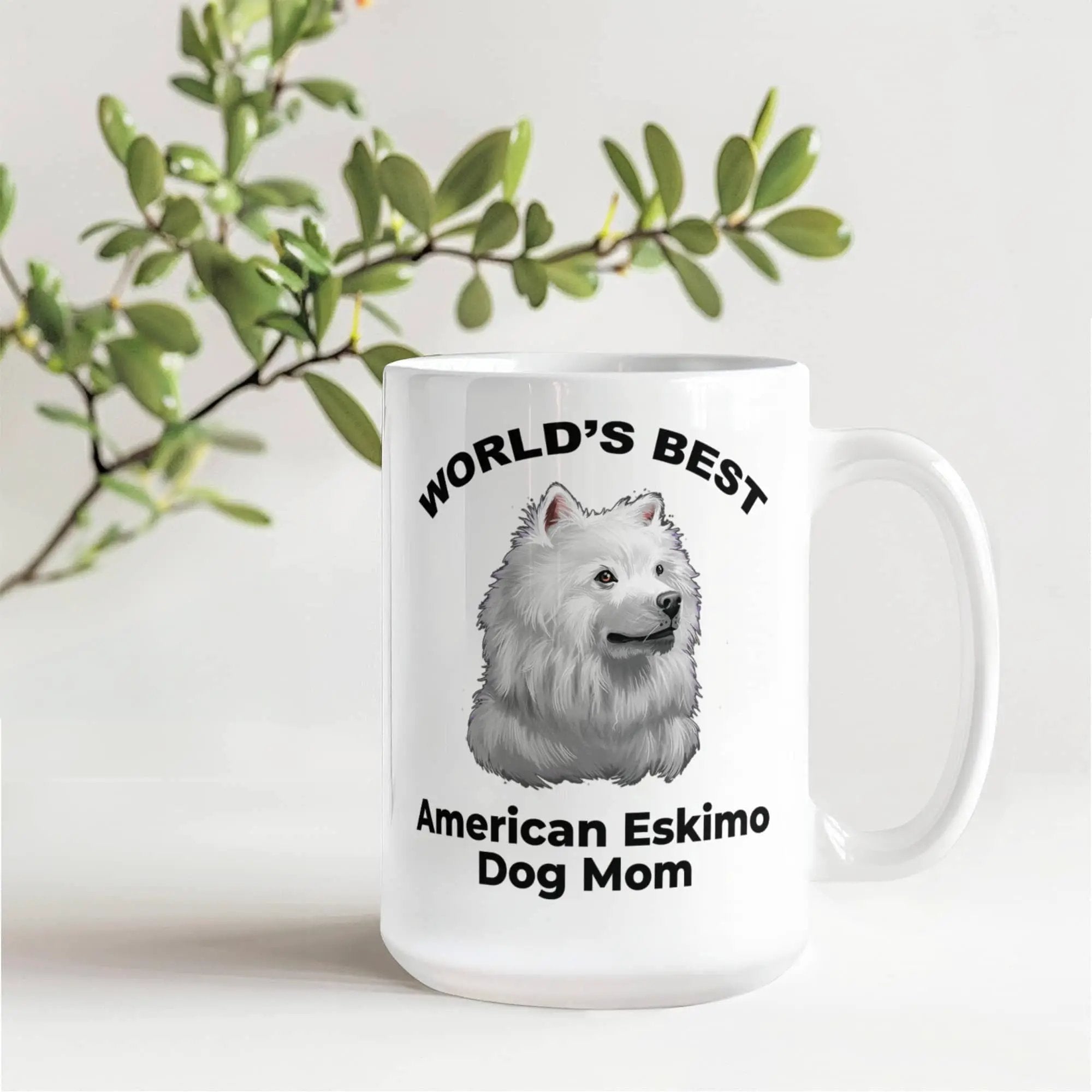 American Eskimo World's Best Dog Mom Custom Ceramic Coffee Mug