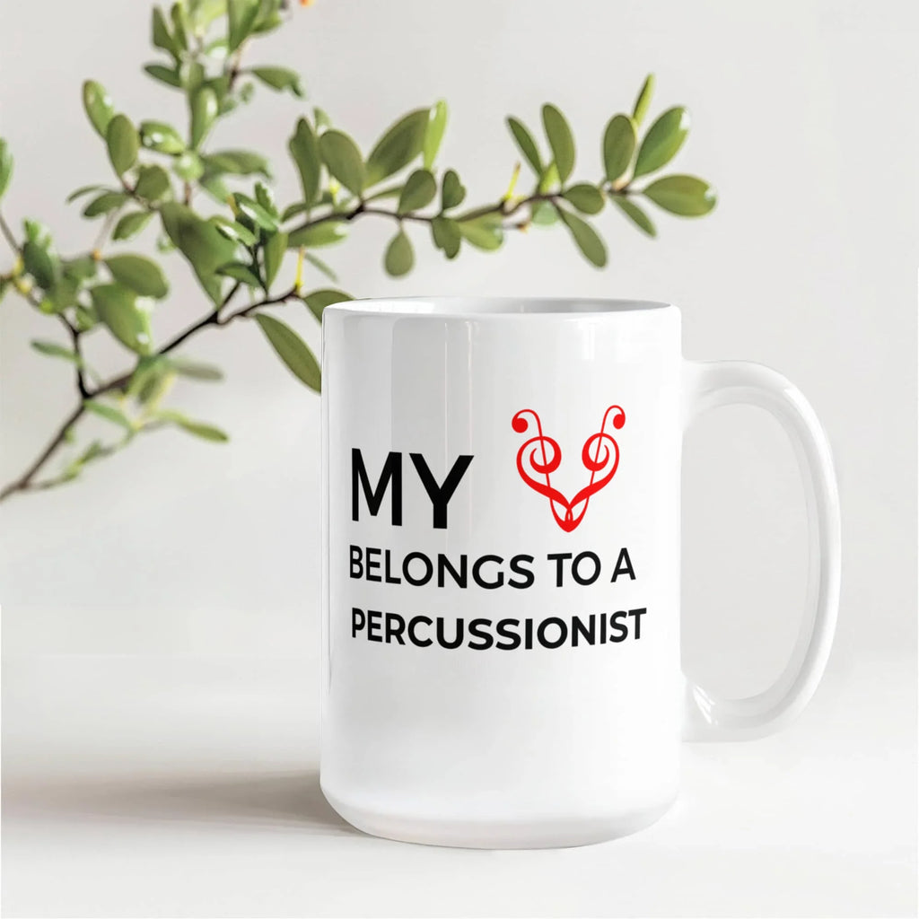 Romantic Percussionist Ceramic Coffee Mug - My Heart Belongs to a Percussionist