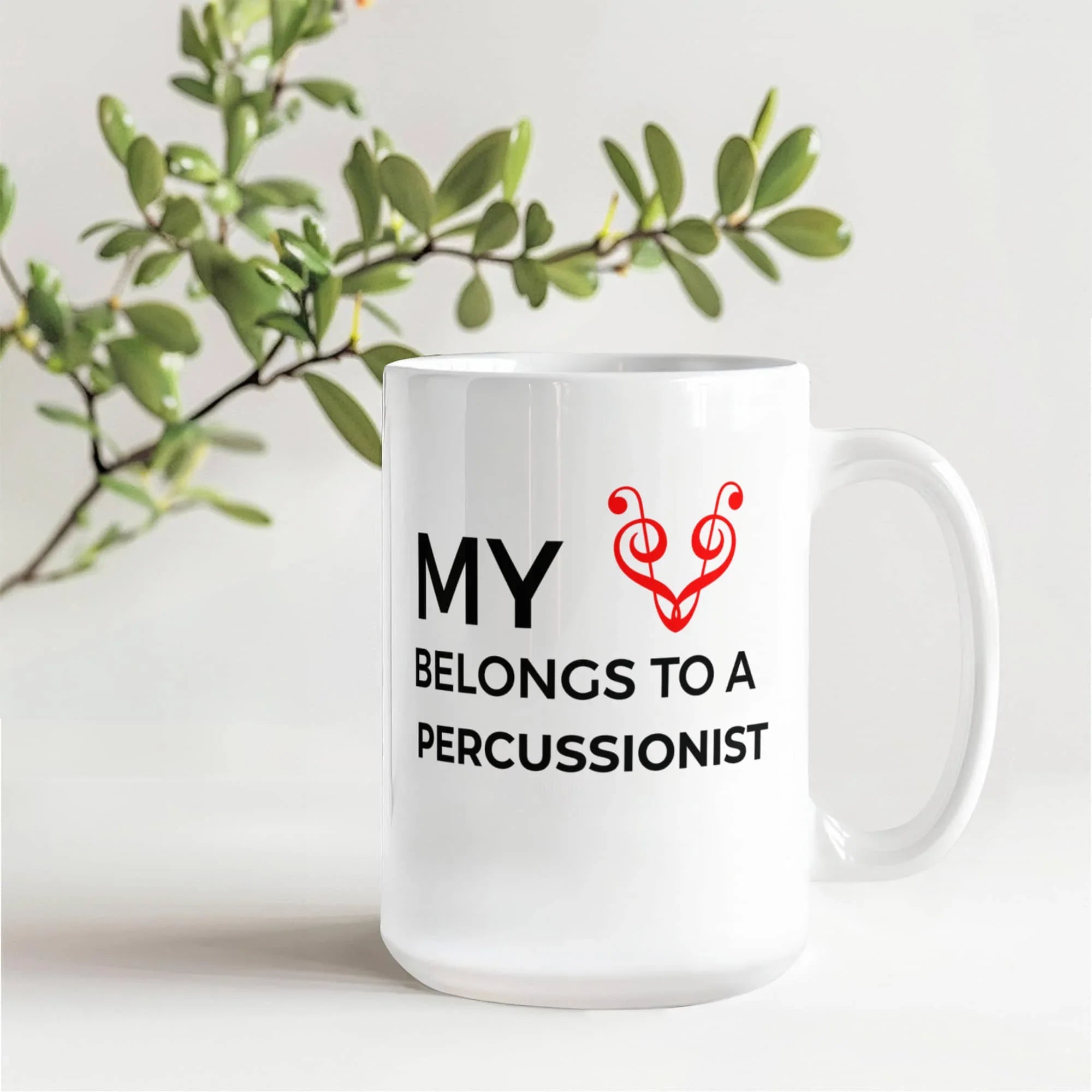 Romantic Percussionist Ceramic Coffee Mug - My Heart Belongs to a Percussionist