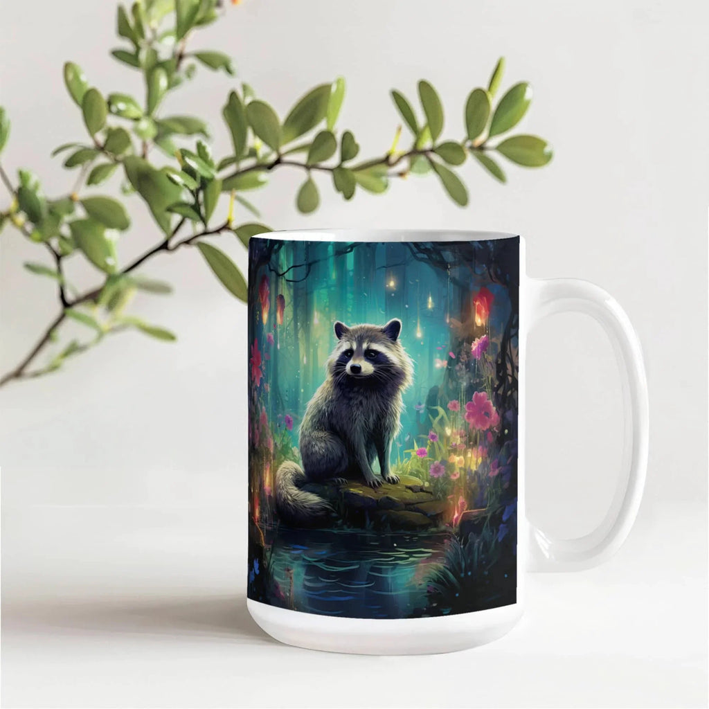 Enchanted Raccoon Coffee Mug – Magical Forest Raccoon Design | 11oz & 15oz Ceramic Mug