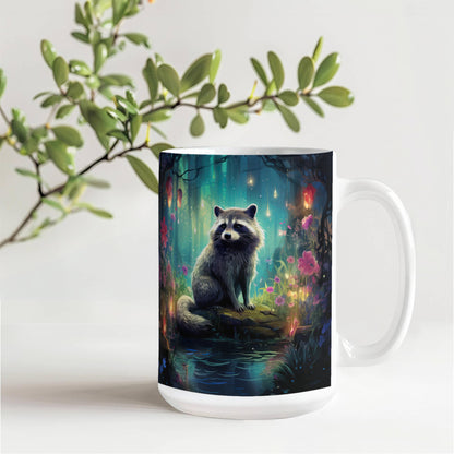 Enchanted Raccoon Coffee Mug – Magical Forest Raccoon Design | 11oz & 15oz Ceramic Mug - Mallard Moon Gift Shop