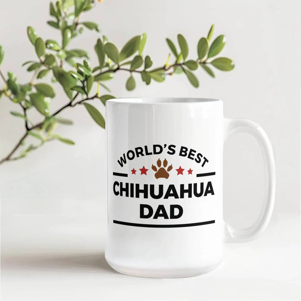 World's Best Chihuahua Dad White Ceramic Coffee Mug – Funny Dog Lover Gift for Pet Dads
