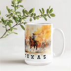 Texas Rodeo Cowboy Ceramic Mug – 11oz & 15oz – Western Horseback Riding Coffee Cup for Texans, Ranchers, Cowgirls & Lone Star State Fans