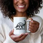 Mommy Saurus Dinosaur Mug – Funny Gift for Moms – White Ceramic Coffee Mug